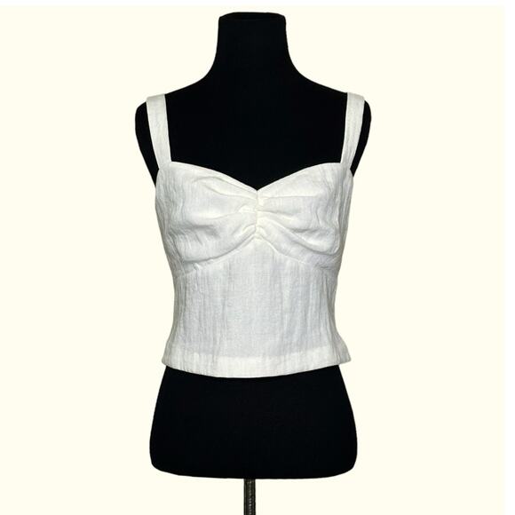 RACHEL ZOE cream cropped ruched gauze sleeveless top size 4 - Picture 1 of 12